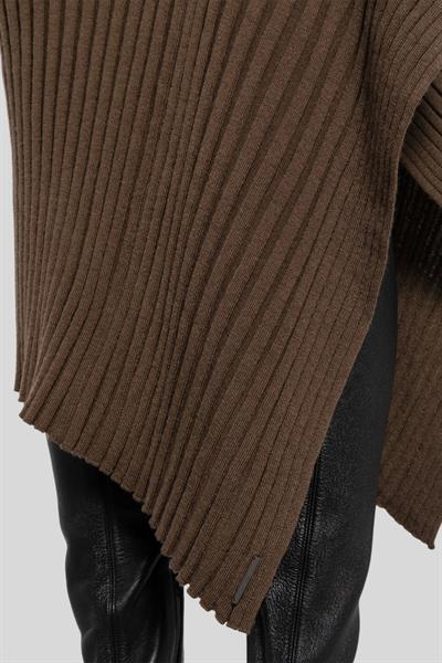 Calvin Klein Kadın Nervürlü Örme Dökümlü Etek Kahverengi