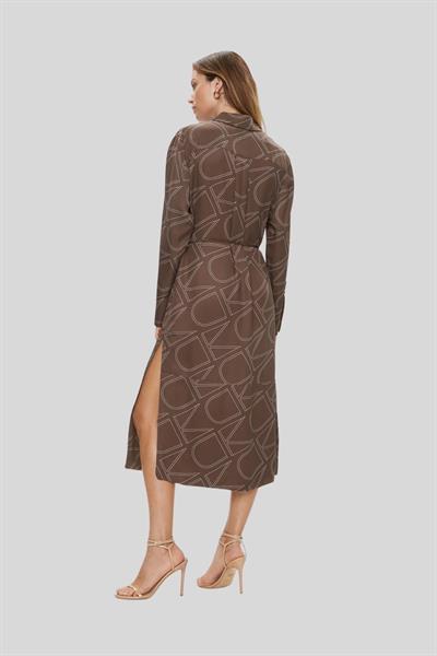 Calvin Klein Kadın Normal Kesim Bluz Elbise Kahverengi