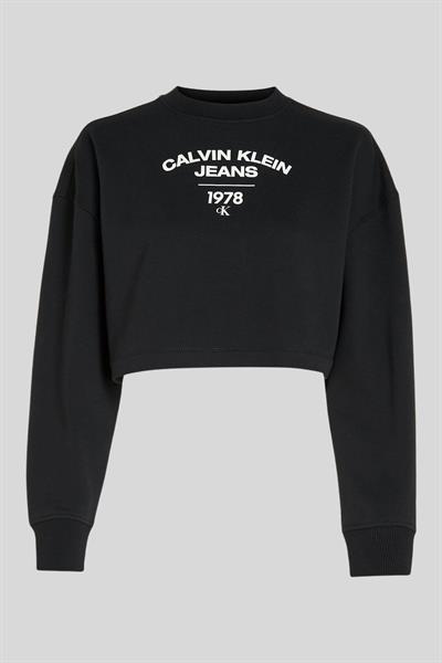 Calvin Klein Kadın Pamuklu Logolu Sweatshirt Siyah