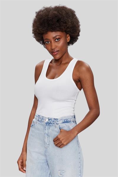 Calvin Klein Kadın Regular Fit Yuvarlak Yaka Kolsuz Body Beyaz