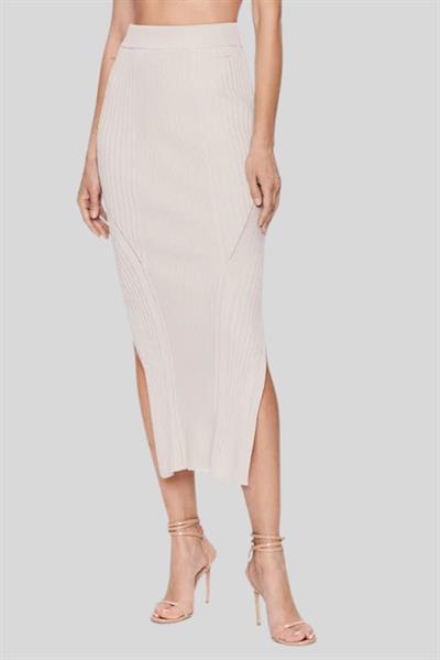 Calvin Klein Kadın Slim Fit İkonik Kalem Etek Krem