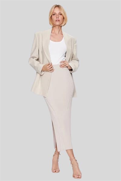 Calvin Klein Kadın Slim Fit İkonik Kalem Etek Krem