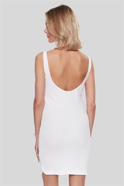 Calvin Klein Kadın Slim Fit Logolu Askılı Dar Mini Elbise Beyaz