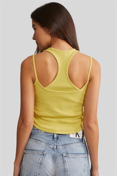 Calvin Klein Kadın Slim Fit Logolu Yuvarlak Yaka T-Shirt GOLD