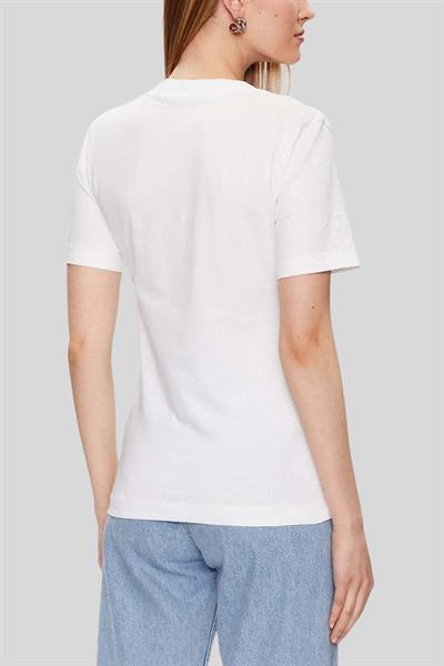 Calvin Klein Kadın Slim Fit Monologo V Yaka Kısa Kollu T-Shirt Beyaz