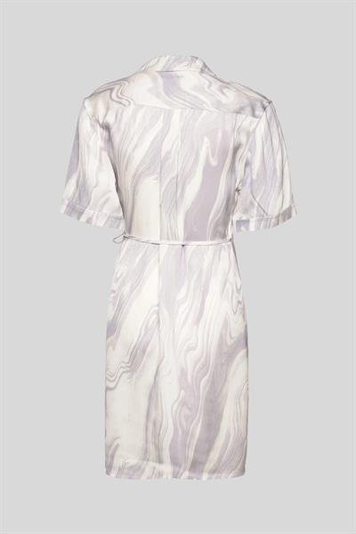 Calvin Klein Kadın V Yaka Kısa Kollu Grafik Baskılı Parlak Sarmal Elbise Mor