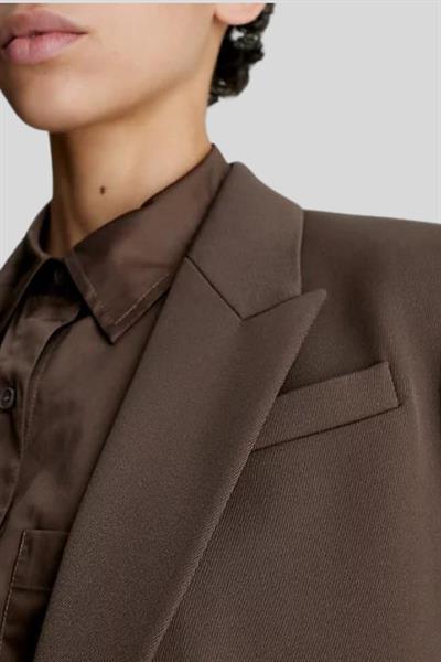 Calvin Klein Kadın Yün Twill Blazer Ceket Kahverengi