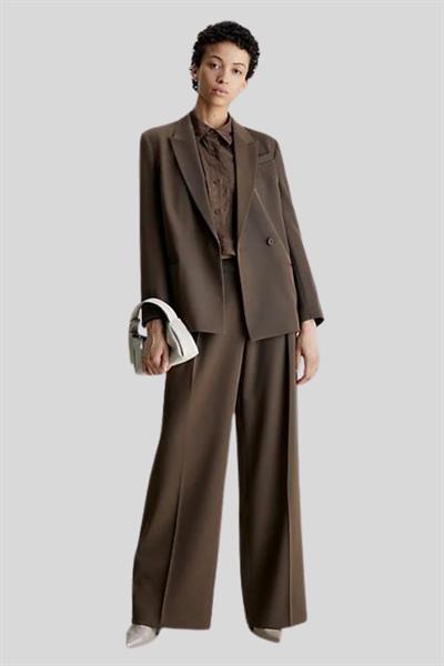 Calvin Klein Kadın Yün Twill Blazer Ceket Kahverengi