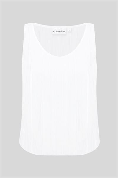 Calvin Klein Kadın Yuvarlak Yaka Kolsuz T-Shirt Beyaz
