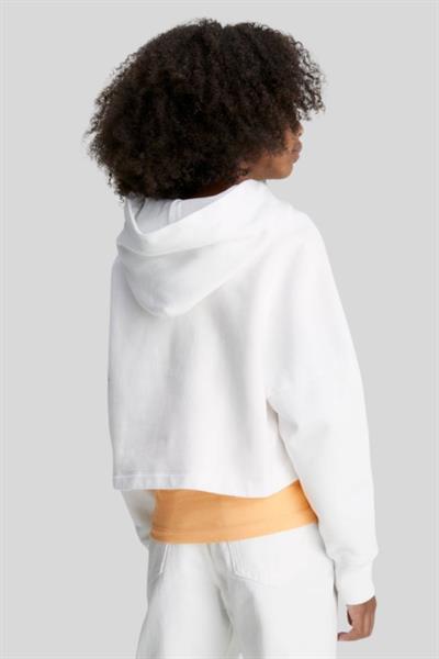 Calvin Klein Kız Çocuk Grafik Logo Kapüşonlu Sweatshirt Beyaz