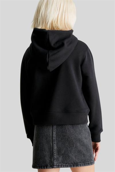 Calvin Klein Kız Çocuk Logolu Kapüşonlu Sweatshirt Siyah