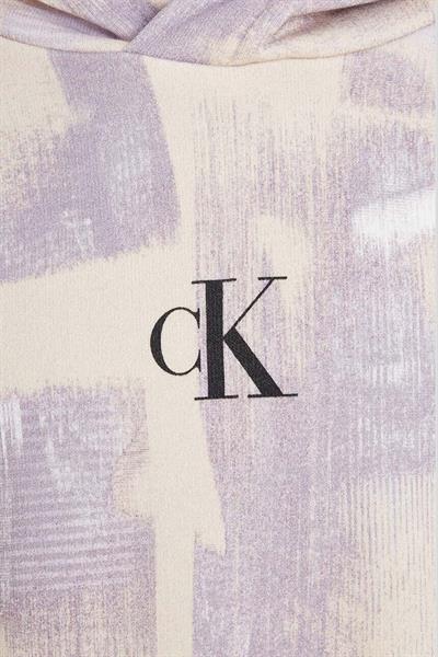 Calvin Klein Kız Çocuk Logolu Kapüşonlu Elbise Bej