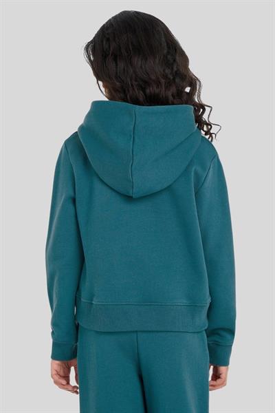 Calvin Klein Kız Çocuk Logolu Kapüşonlu Sweatshirt Mavi