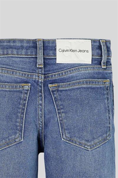 Calvin Klein Kız Çocuk Yüksek Bel Geniş Paça Jean Pantolon Mavi
