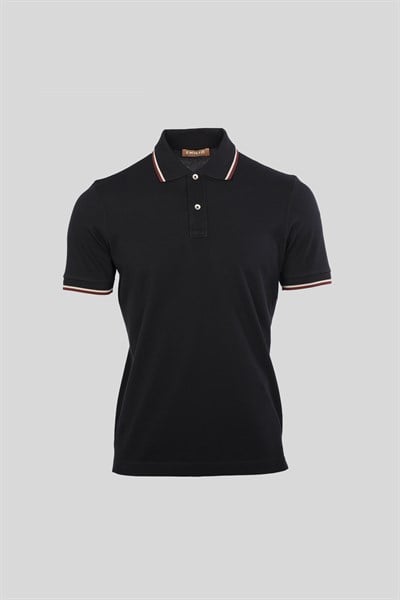 Erkek Çift Çizgili Kol Bantlı Polo Yaka T-Shirt