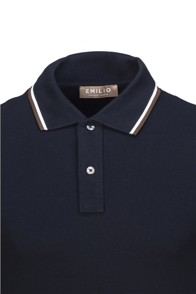 Erkek Çift Çizgili Kol Bantlı Polo Yaka T-Shirt