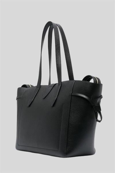 Furla Marka Logolu Kadın Deri El Çantası Siyah