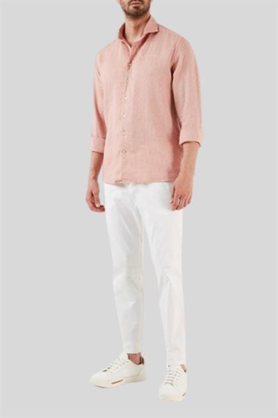 Gran Sasso Erkek Regular Fit Keten Gömlek Pembe