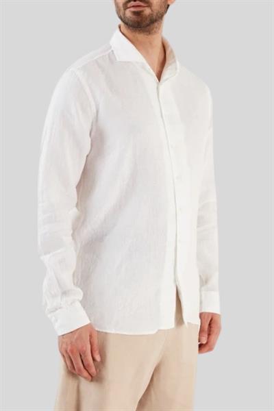 Gran Sasso Erkek Regular Fit Keten Gömlek Beyaz