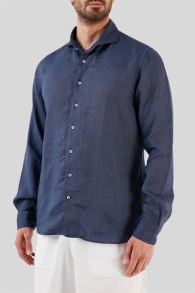 Gran Sasso Erkek Regular Fit Keten Gömlek Lacivert