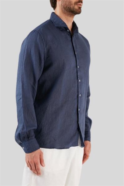 Gran Sasso Erkek Regular Fit Keten Gömlek Lacivert