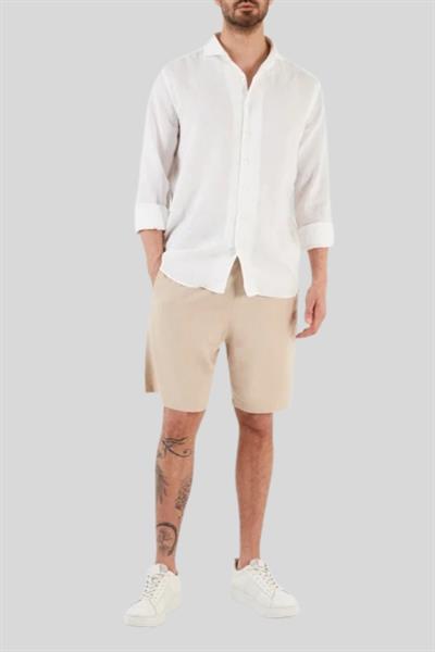 Gran Sasso Erkek Regular Fit Keten Gömlek Beyaz