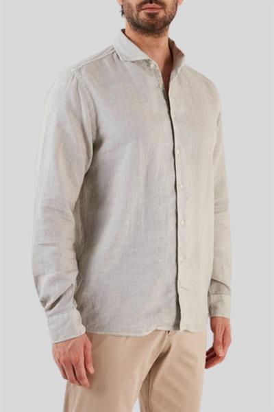 Gran Sasso Erkek Regular Fit Keten Gömlek Bej