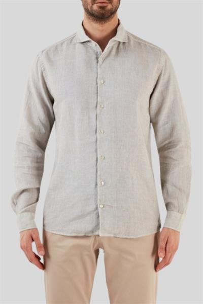 Gran Sasso Erkek Regular Fit Keten Gömlek Bej