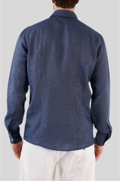 Gran Sasso Erkek Regular Fit Keten Gömlek Lacivert