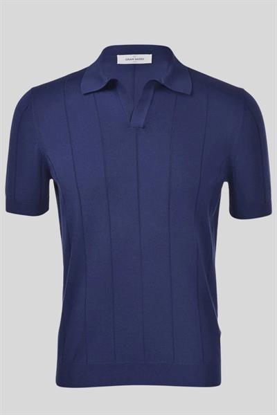 Gran Sasso Erkek Slim Fit Triko T-shirt Lacivert