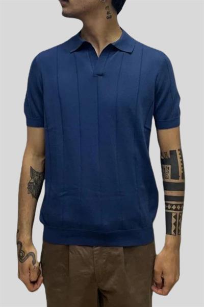 Gran Sasso Erkek Slim Fit Triko T-shirt Lacivert
