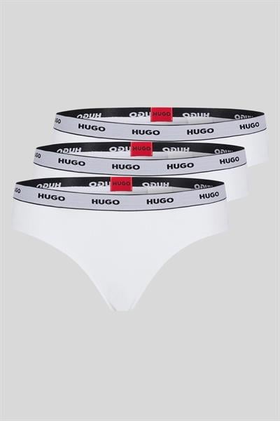 Hugo Boss 3lü Paket Şerit Kadın Tanga Beyaz 100