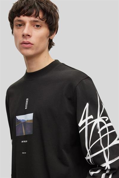 Hugo Boss Bisiklet Yaka Uzun Kol Erkek Sweatshirt Siyah