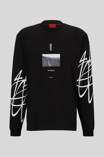 Hugo Boss Bisiklet Yaka Uzun Kol Erkek Sweatshirt Siyah