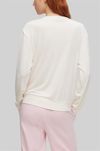 Hugo Boss Bisiklet Yaka Uzun Kol Kadın T-Shirt Beyaz