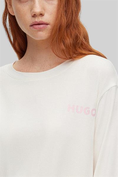 Hugo Boss Bisiklet Yaka Uzun Kol Kadın T-Shirt Beyaz