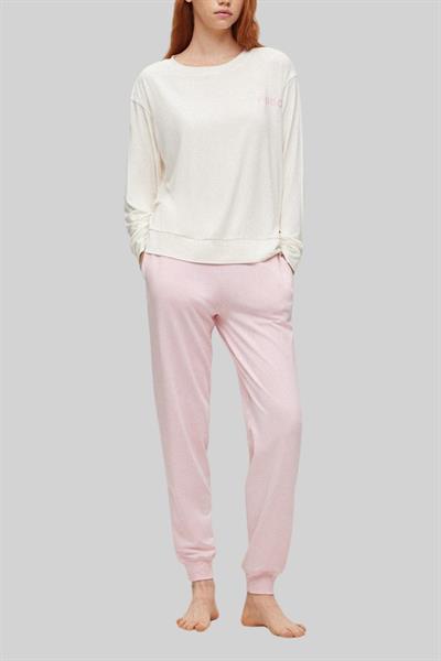 Hugo Boss Bisiklet Yaka Uzun Kol Kadın T-Shirt Beyaz