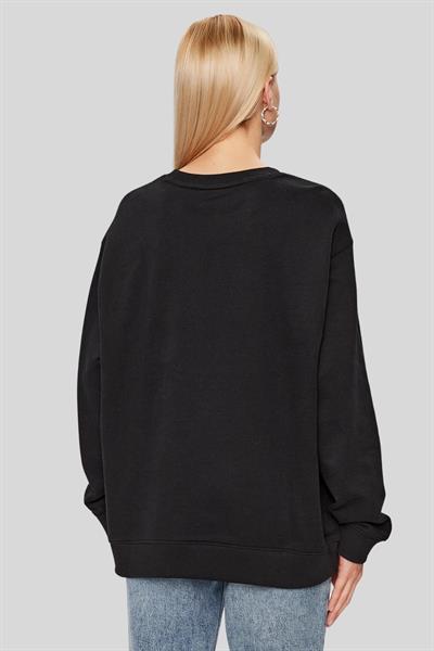 Hugo Boss Oversize Bisiklet Yaka Kadın Sweatshirt Siyah