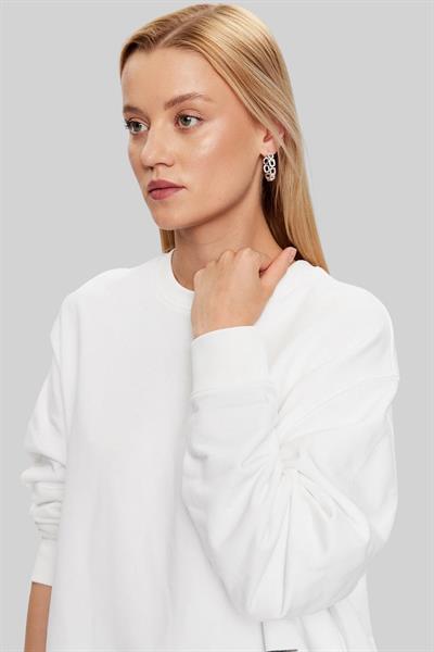 Hugo Boss Oversize Bisiklet Yaka Kadın Sweatshirt Beyaz 100