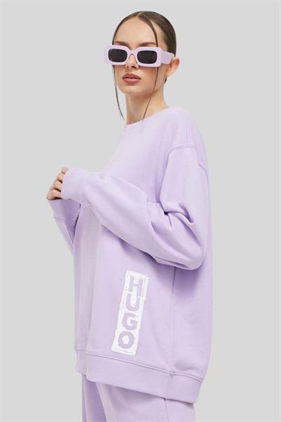 Hugo Boss Oversize Bisiklet Yaka Kadın Sweatshirt Mor