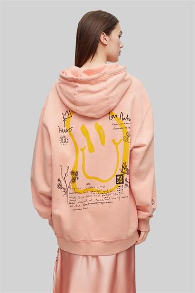Hugo Boss Oversize Kapüşonlu Kadın Sweatshirt Pembe