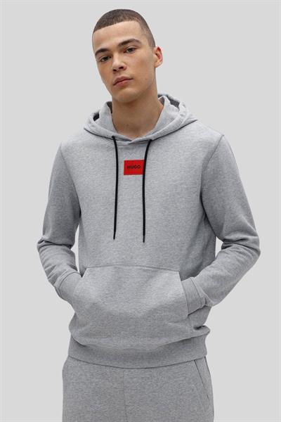 Hugo Boss Pamuklu Kapşonlu Erkek Sweatshirt Gri