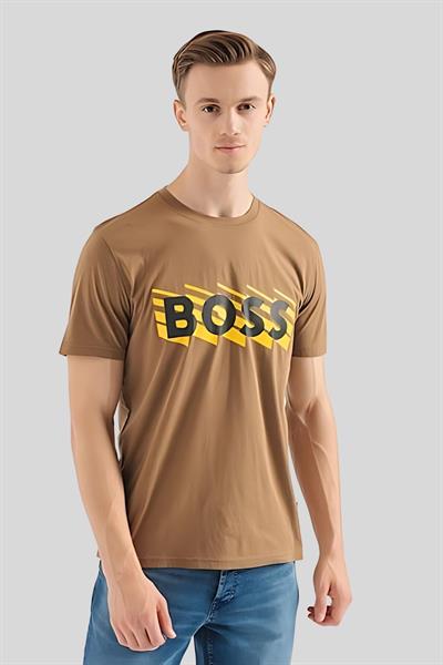 Hugo Boss Pamuklu Regular Fit Erkek T-Shirt Bej