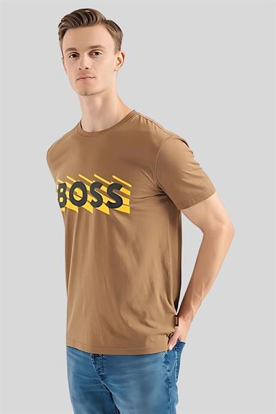 Hugo Boss Pamuklu Regular Fit Erkek T-Shirt Bej