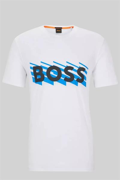 Hugo Boss Pamuklu Regular Fit Erkek T-Shirt Beyaz 101