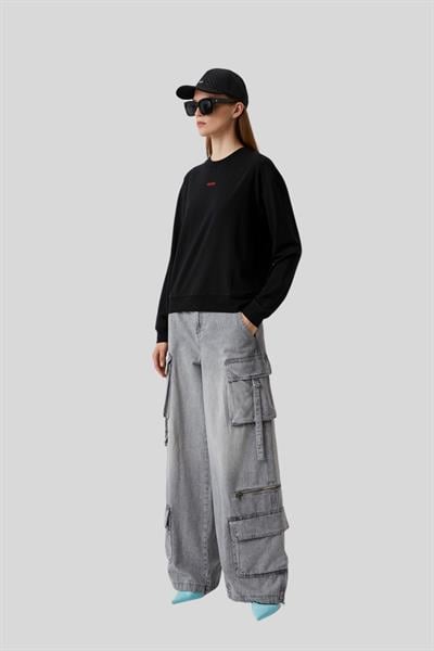 Hugo Boss Regualar Fit Bisiklet Yaka Kadın Sweatshirt Siyah