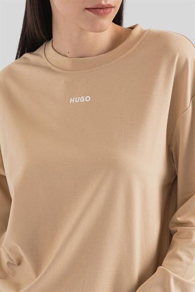 Hugo Boss Regualar Fit Bisiklet Yaka Kadın Sweatshirt Bej