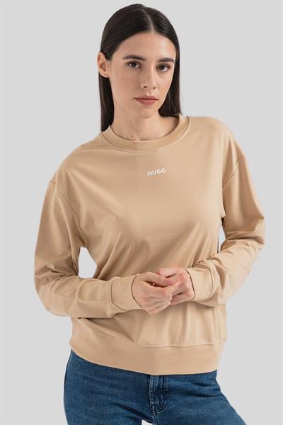 Hugo Boss Regualar Fit Bisiklet Yaka Kadın Sweatshirt Bej