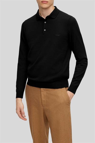 Hugo Boss Regular Fit Erkek Yün Kazak Siyah