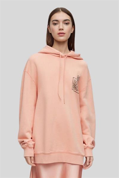 Hugo Boss Regular Fit Kapşonlu Kadın Pembe Sweatshirt Pembe 663